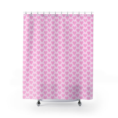 Pink Hearts Shower Curtain