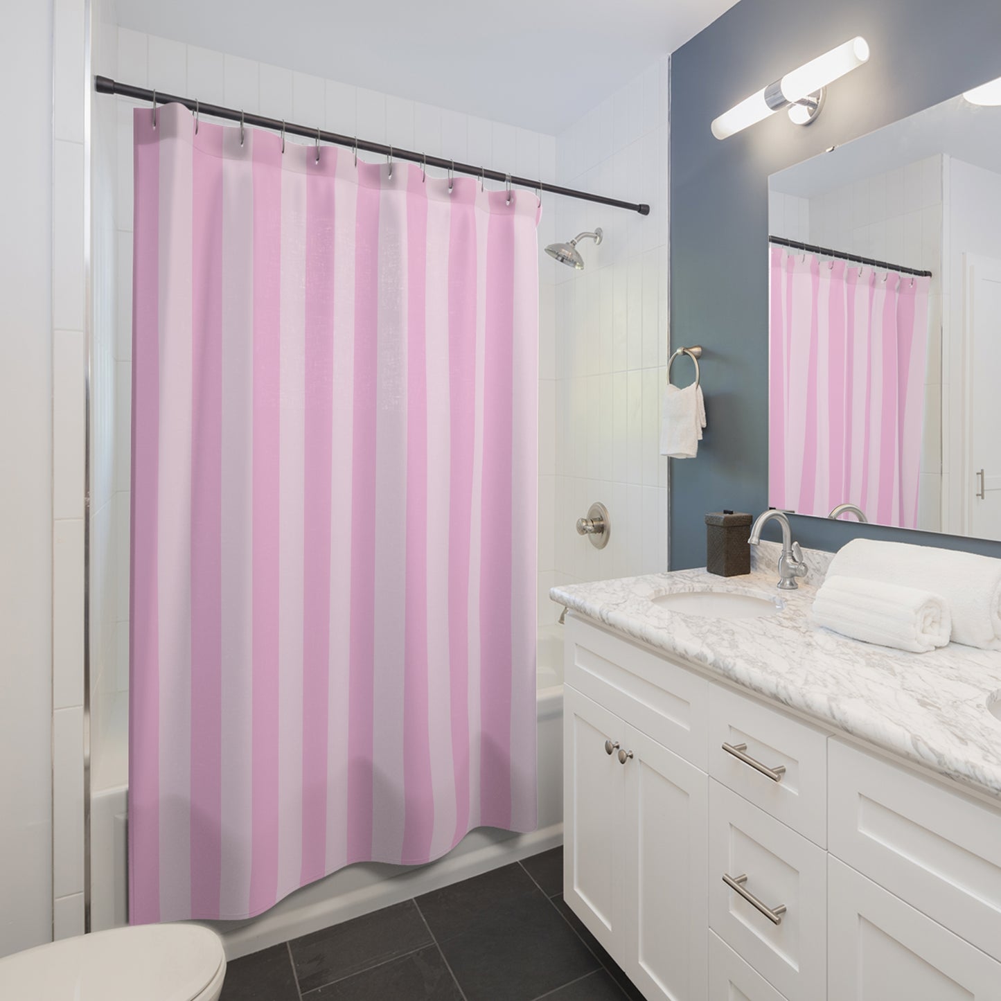 Pink Striped Shower Curtain