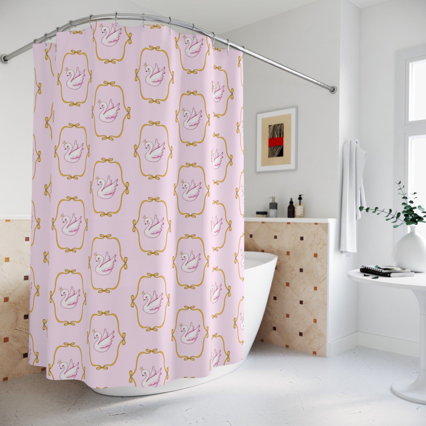 Swooning Swan Shower Curtain