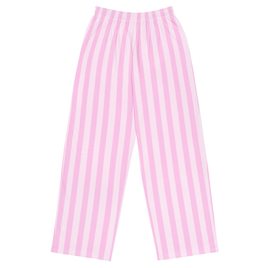 Pink Striped Wide Leg Pants